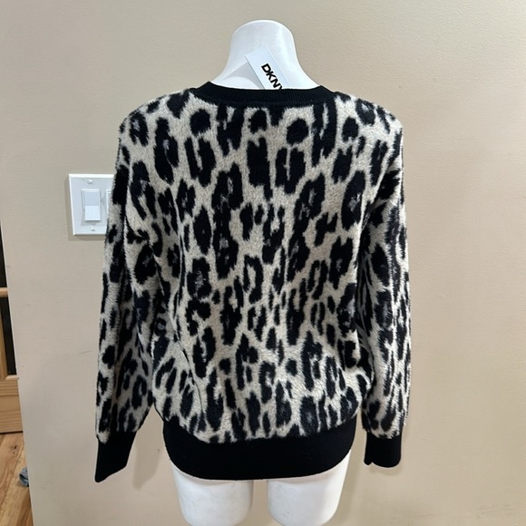 Dkny Women's Faux-Fur Animal-Print Crewneck Sweater - Picture 3 of 7